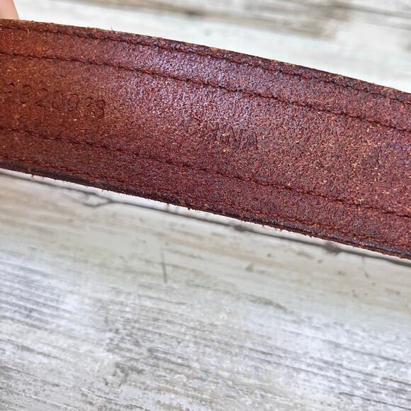 Fossil Western Leather Belt Sz 38 Brown Metal Woven Concho Silver Tone Cowgirl - Picture 6 of 14